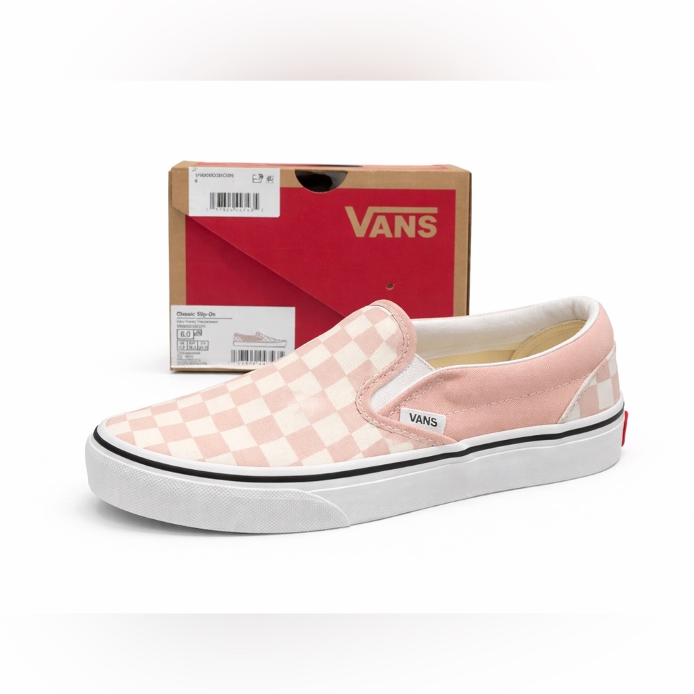 Vans Classic Slip-On Checkerboard Blush/White – Women’s Size 6 – NEW w/ Box
